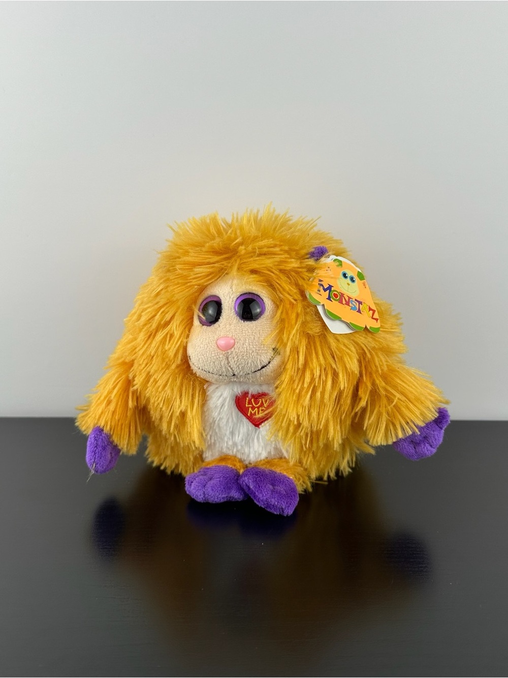 TY Monstaz Rufus Orange Purple Round Luv Me Monster 6” Plush Sound is Quiet NWT